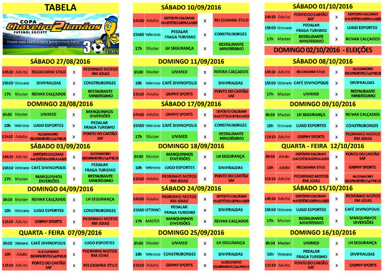 Calendário do 2º Torneio Distrital conhecido